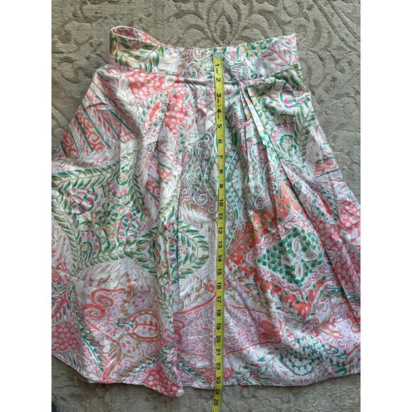 Jeune Otte Women's Cotton Midi Skirt Multicolor Floral Print Small Made in USA - Picture 6 of 7